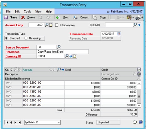journal entry excel templates